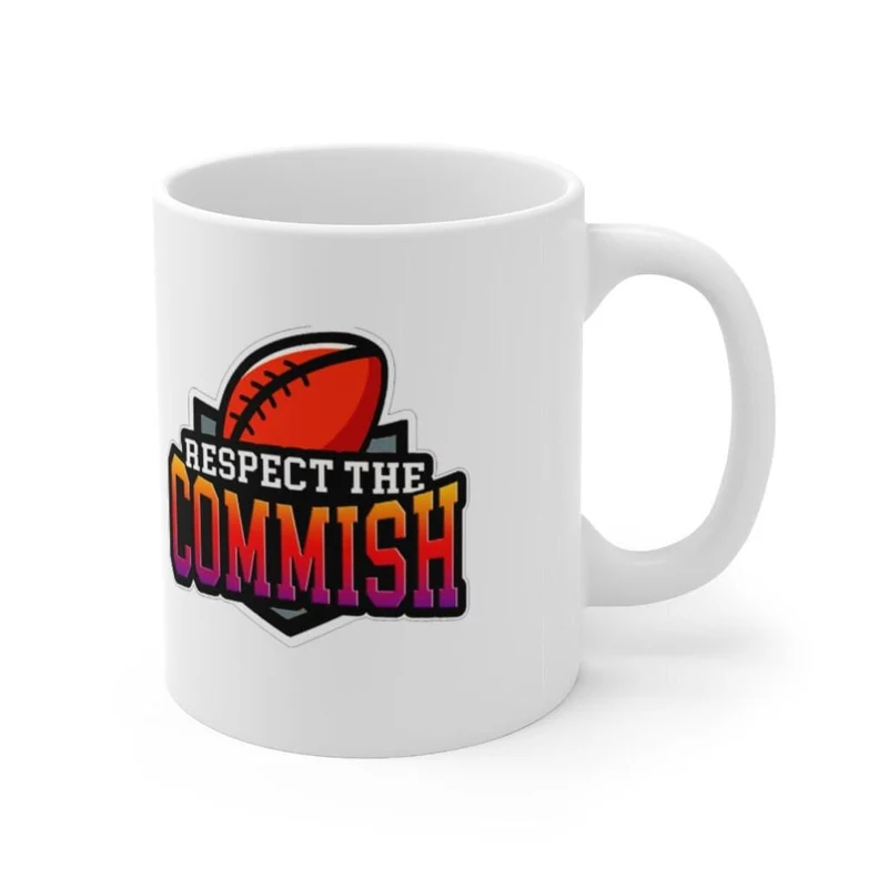Respectez la Commish, 15 oz. Tasse noire, tasse d’accent de commissaire de football fantastique, reine du football fantastique, tasse en céramique 11oz,