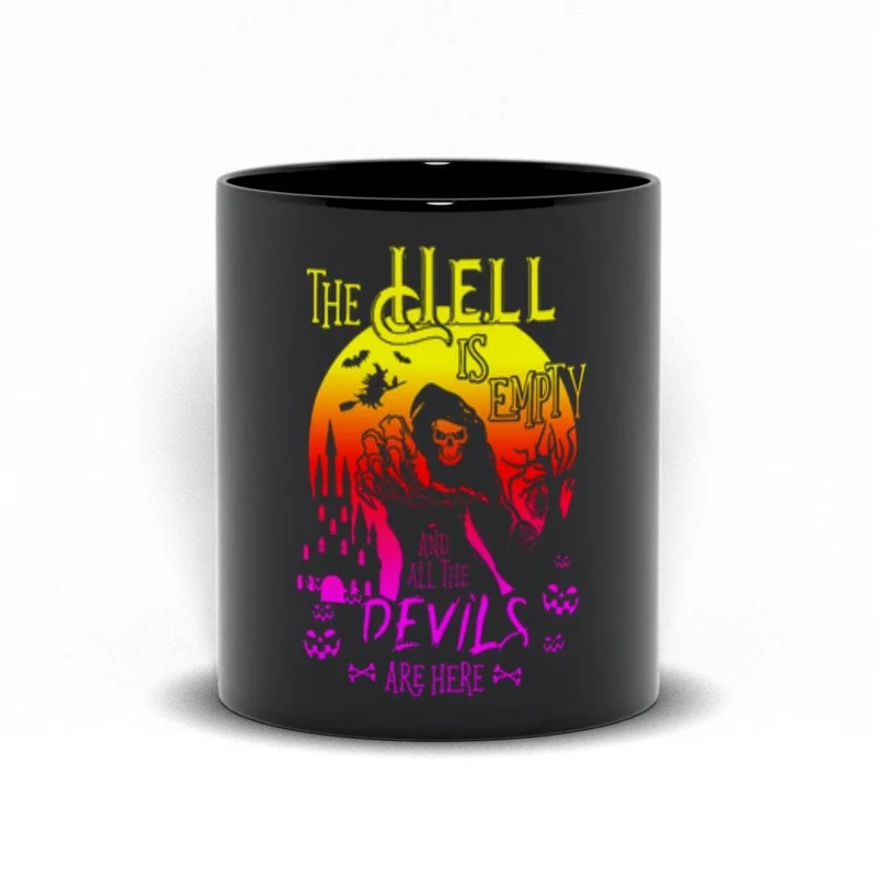 L'enfer est vide et tous les diables sont ici tasses noires, le désespoir fait de nous tous des diables, tasses à thème Halloween