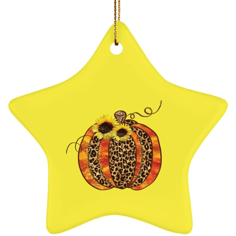 Ornement d’étoile en céramique sur le thème de la citrouille d’Halloween, décoration d’Halloween, collier pendentif d’Halloween, conception de citrouille d’Halloween