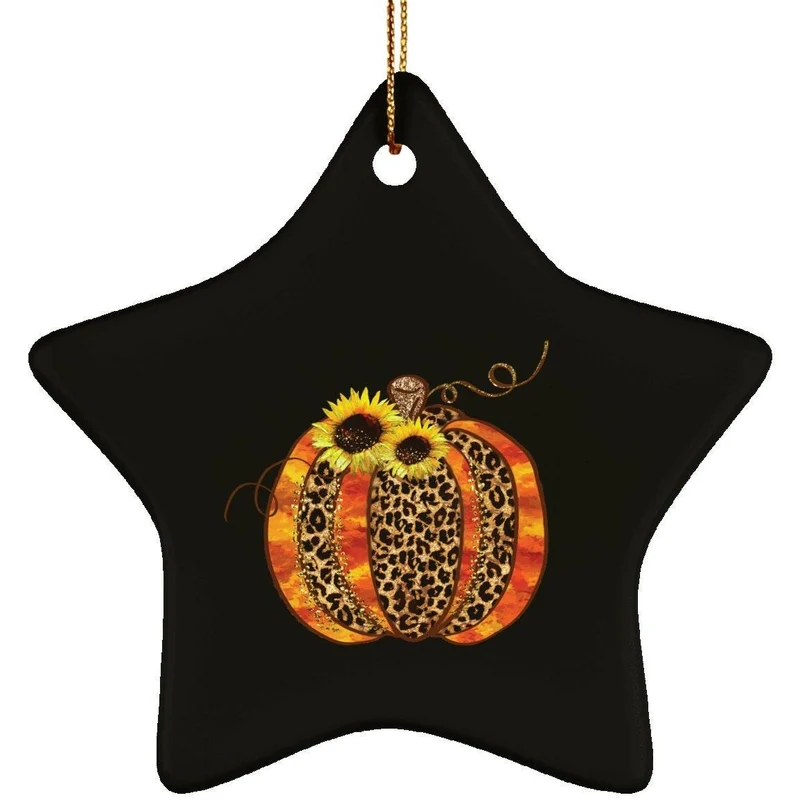 Ornement d’étoile en céramique sur le thème de la citrouille d’Halloween, décoration d’Halloween, collier pendentif d’Halloween, conception de citrouille d’Halloween