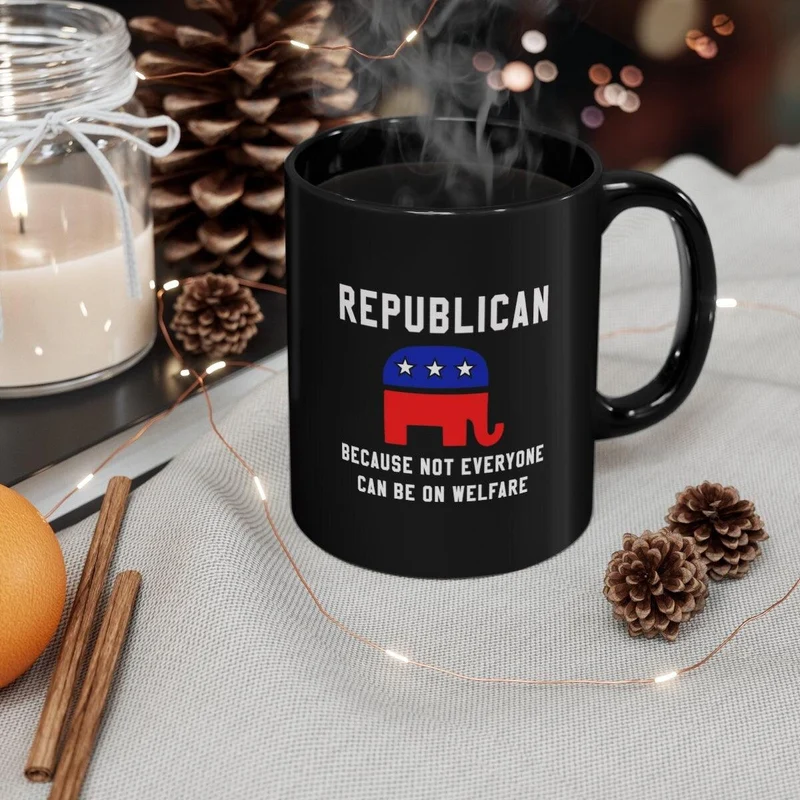 Républicain parce que tout le monde ne peut pas bénéficier de l’aide sociale Café, Cadeau républicain, Tasse politique, Républicain élevé, Graphique d’éléphant, Tasse politique