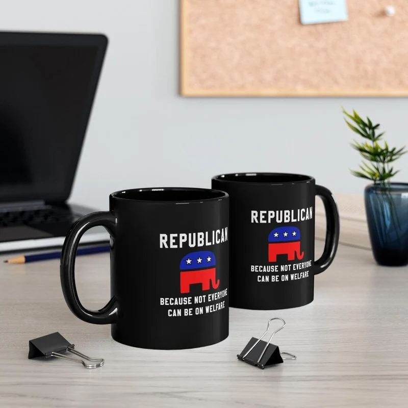 Républicain parce que tout le monde ne peut pas bénéficier de l’aide sociale Café, Cadeau républicain, Tasse politique, Républicain élevé, Graphique d’éléphant, Tasse politique