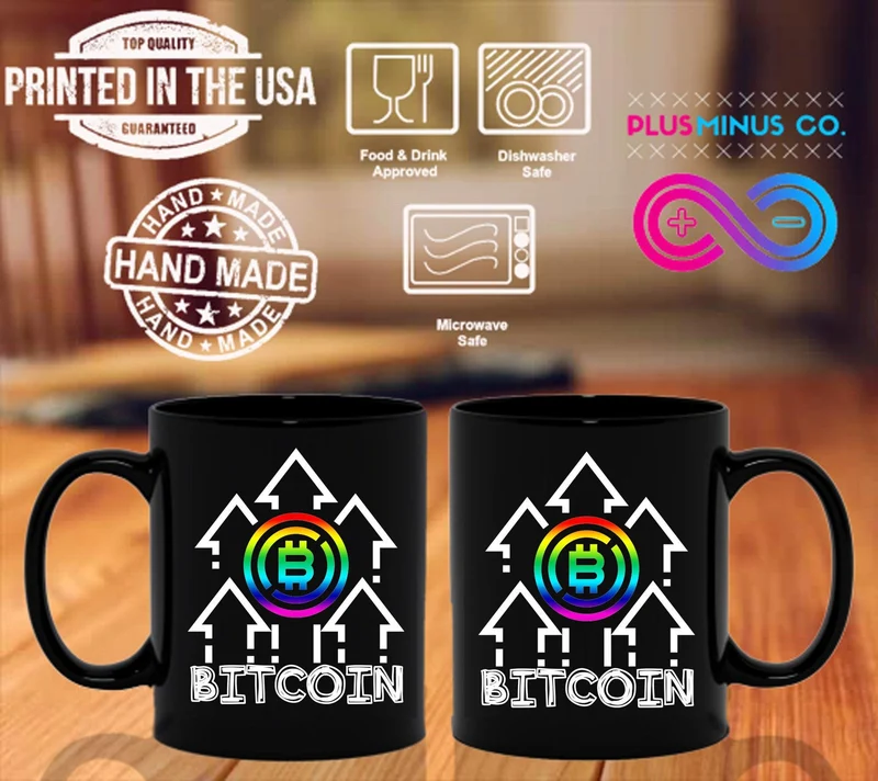 Tasses noires multicolores Bitcoin