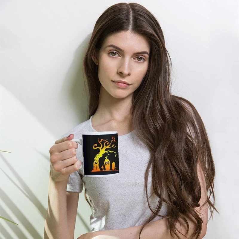 Tasse d'Halloween, cadeau de tasse d'Halloween RIP, idées d'Halloween, tasse d'Halloween noire \\ tasse d'Halloween