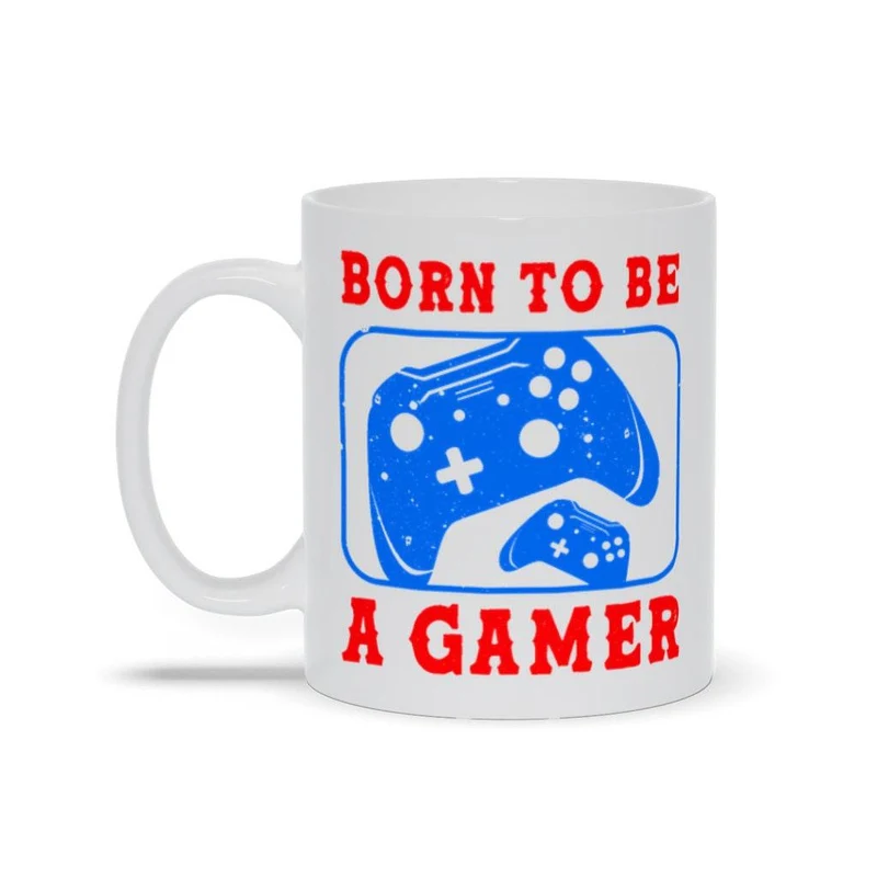 Born To Be A Gamer White Mugs, tasse de jeu vidéo, cadeau de joueur en ligne, contrôleur de jeu, amateur de jeux vidéo, jeux pour adolescents garçons,