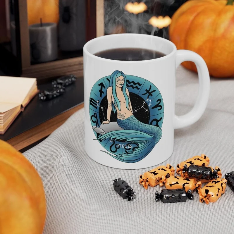 Tasse de zodiaque de poissons, tasse de poissons, 19 février au 20 mars né cadeau de zodiaque, signe de zodiaque, cadeau d'horoscope, cadeau d'astrologie, tasse || Naissance Poissons