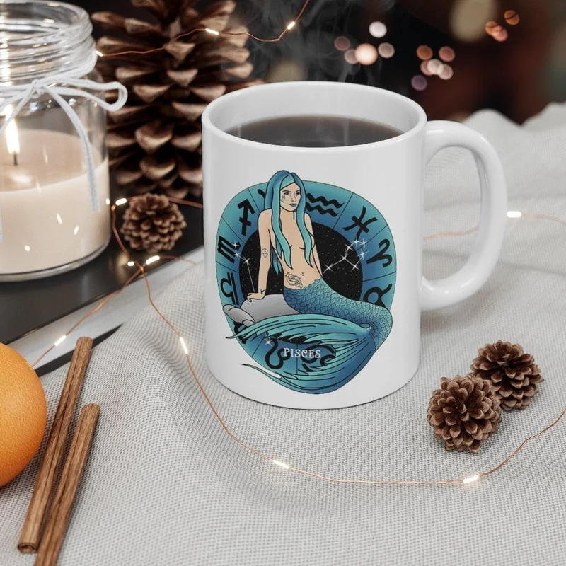 Tasse de zodiaque de poissons, tasse de poissons, 19 février au 20 mars né cadeau de zodiaque, signe de zodiaque, cadeau d'horoscope, cadeau d'astrologie, tasse || Naissance Poissons