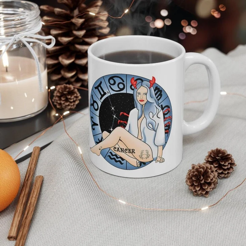Tasse du zodiaque du cancer, tasse du cancer, cadeau du zodiaque né du 21 juin au 22 juillet, signe du zodiaque, cadeau d’horoscope, cadeau d’astrologie, tasse || Naissance d'un cancer