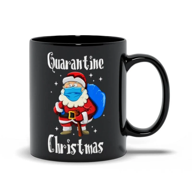 Tasses de Noël noires de quarantaine