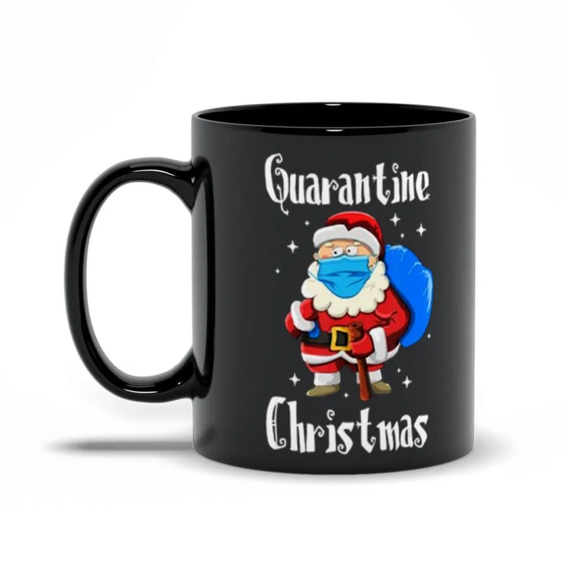 Tasses de Noël noires de quarantaine