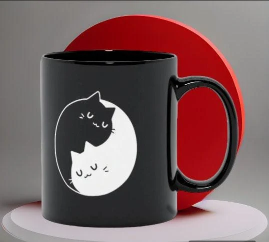 Yin Yang Chats noirs et blancs Tasses noires couple Idées cadeaux, Yin Yang Bff, Cadeau Bff, Bff Couple Café, Cadeau Crazy Cat Lovers, Cadeau pour elle