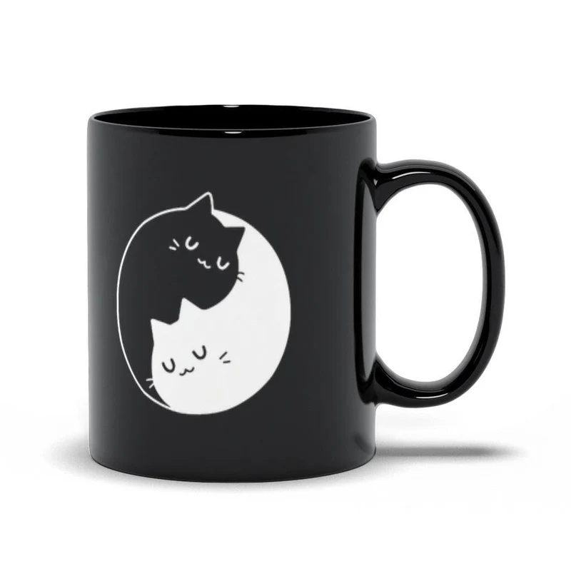 Yin Yang Chats noirs et blancs Tasses noires couple Idées cadeaux, Yin Yang Bff, Cadeau Bff, Bff Couple Café, Cadeau Crazy Cat Lovers, Cadeau pour elle