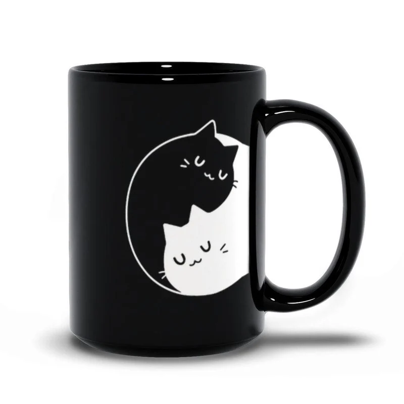 Yin Yang Chats noirs et blancs Tasses noires couple Idées cadeaux, Yin Yang Bff, Cadeau Bff, Bff Couple Café, Cadeau Crazy Cat Lovers, Cadeau pour elle