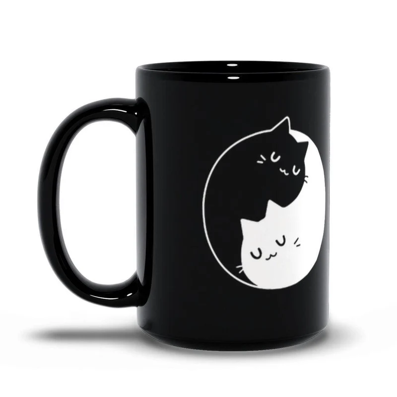 Yin Yang Chats noirs et blancs Tasses noires couple Idées cadeaux, Yin Yang Bff, Cadeau Bff, Bff Couple Café, Cadeau Crazy Cat Lovers, Cadeau pour elle