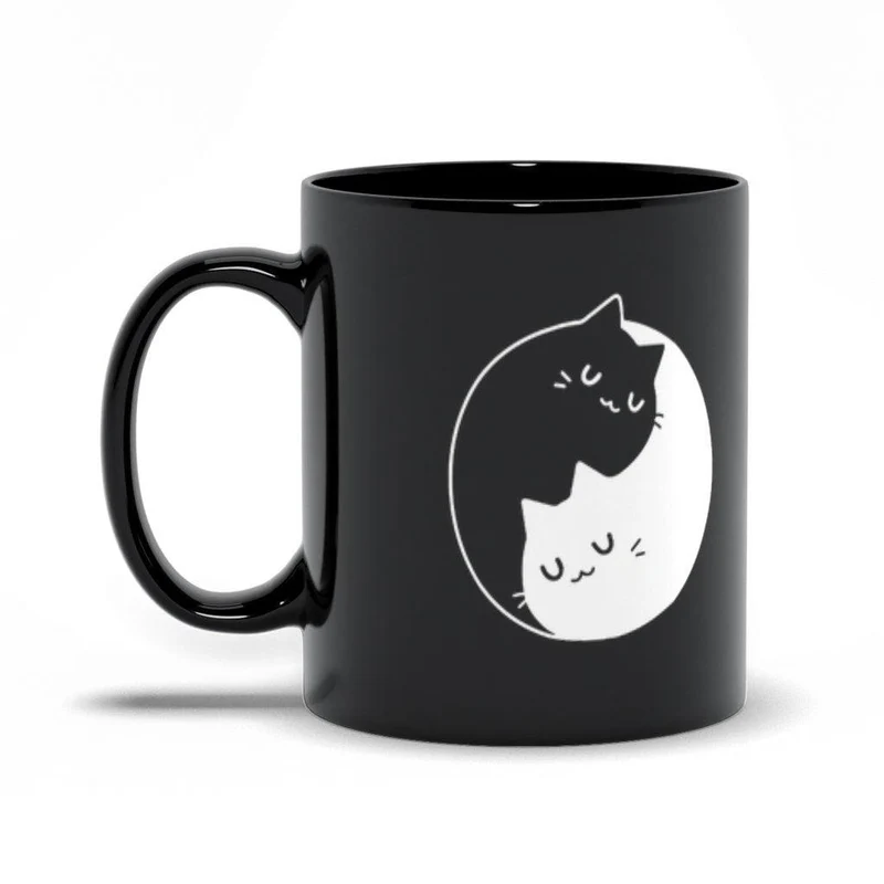 Yin Yang Chats noirs et blancs Tasses noires couple Idées cadeaux, Yin Yang Bff, Cadeau Bff, Bff Couple Café, Cadeau Crazy Cat Lovers, Cadeau pour elle