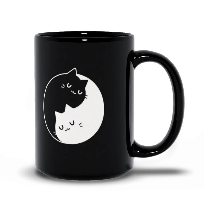 Yin Yang Chats noirs et blancs Tasses noires couple Idées cadeaux, Yin Yang Bff, Cadeau Bff, Bff Couple Café, Cadeau Crazy Cat Lovers, Cadeau pour elle