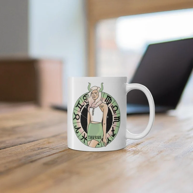 Tasses Taureau, tasse du zodiaque Taureau, tasse à café Zodiac, tasse Taureau, tasse artistique Taureau, cadeau d’anniversaire Taureau, tasse zodiaque Taureau