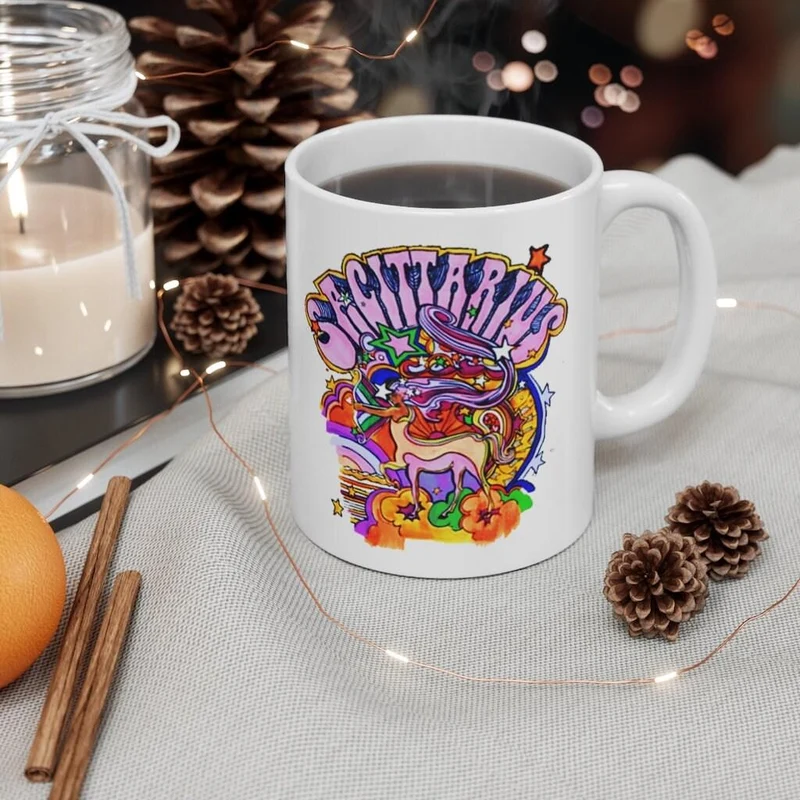 Tasses Sagittaire, idées cadeaux d'anniversaire de décembre || Tasse à café Sagittaire, idée cadeau Zodiaque Sagittaire, Zodiaque Sagittaire rose