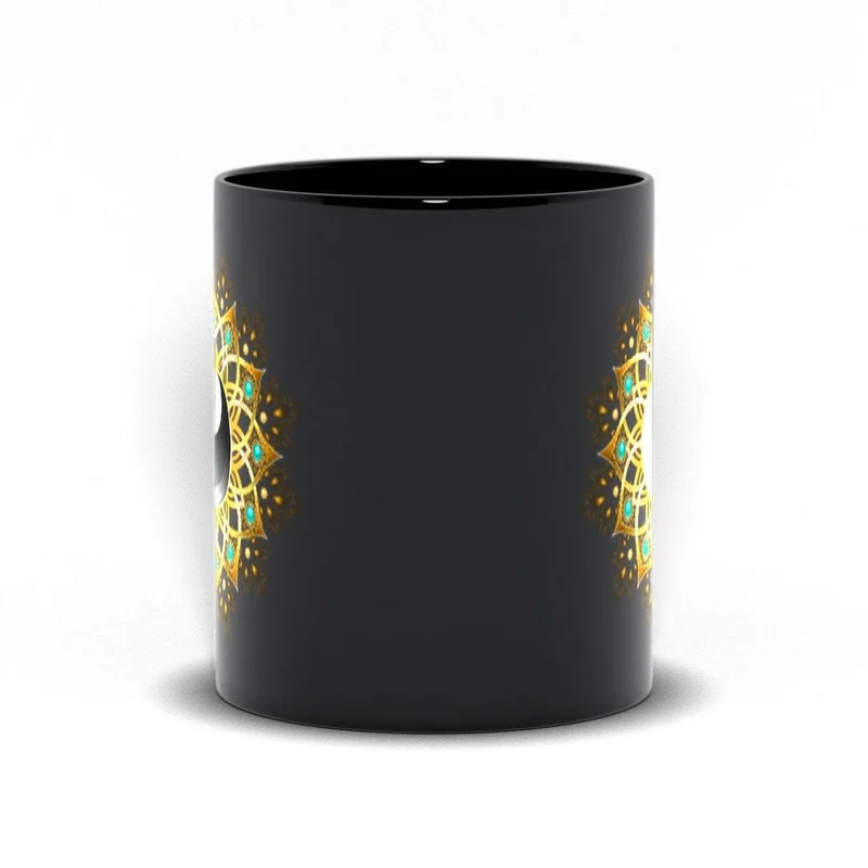 Yin Yang Mandala Black Mugs, Symbole du Yin Yang, Mandala Art Tribal Art, Harmonie, Méditation, Recherche d’équilibre, Cadeau pour elle, Cadeau pour lui