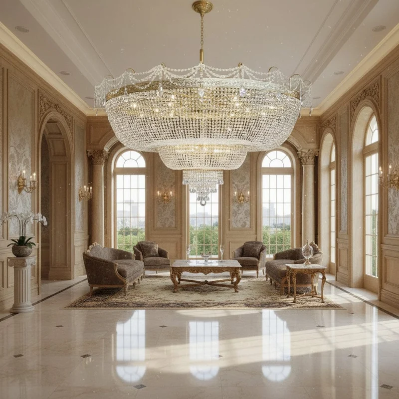 Grand Plafonnier Lustre Luxe Européen 220cm
