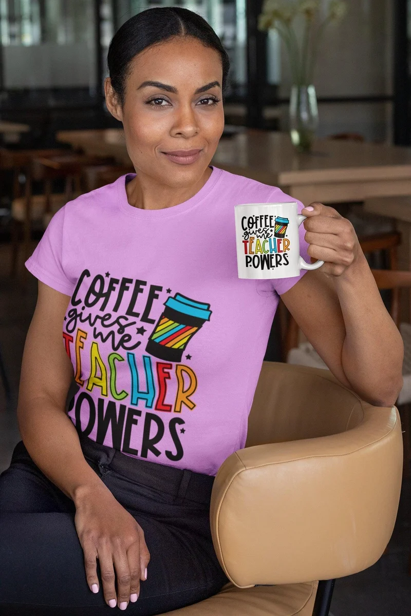 Le café me donne des pouvoirs d’enseignant Mug, cadeau d’anniversaire d’enseignant, rentrée scolaire, cadeaux personnalisés d’enseignant