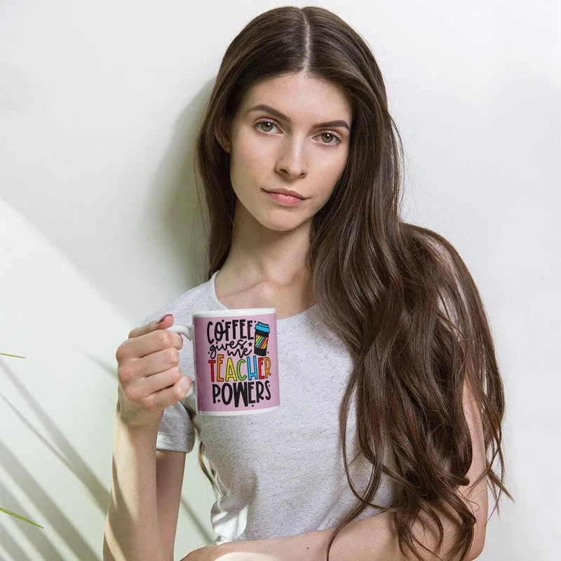 Le café me donne des pouvoirs d’enseignant Mug, cadeau d’anniversaire d’enseignant, rentrée scolaire, cadeaux personnalisés d’enseignant