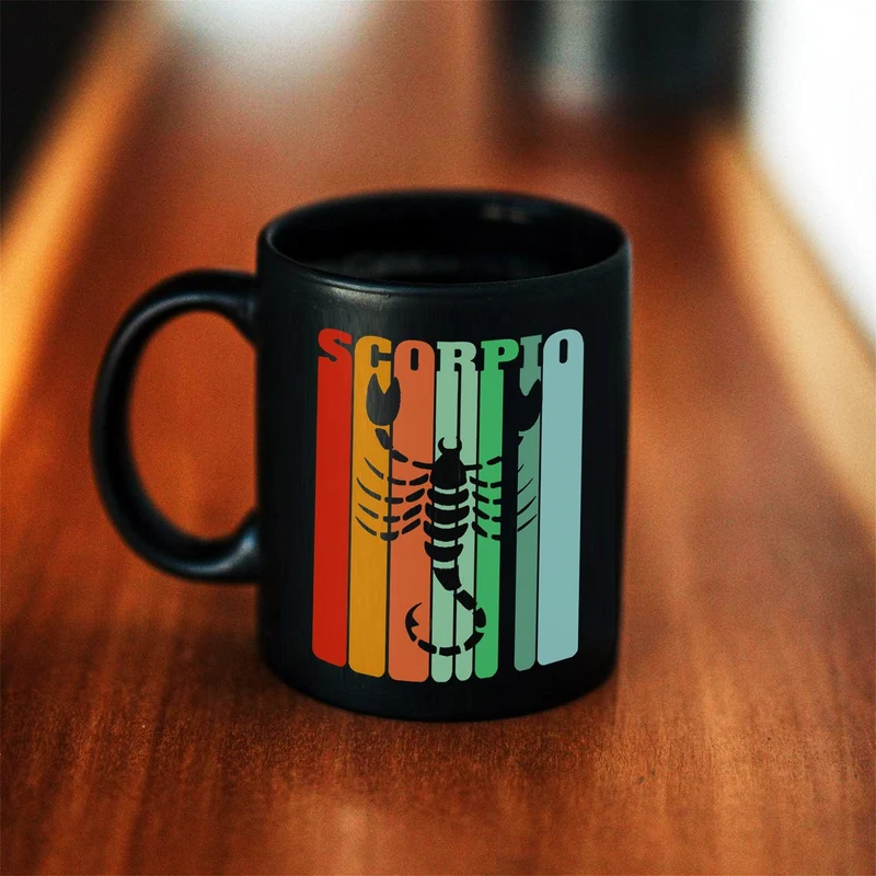 Tasse noire Scorpion || Tasse femme Scorpion || Tasse Reine Scorpion || Tasse Scorpion classique || Tasse rouge, orange, verte et noire Scorpion || Octobre