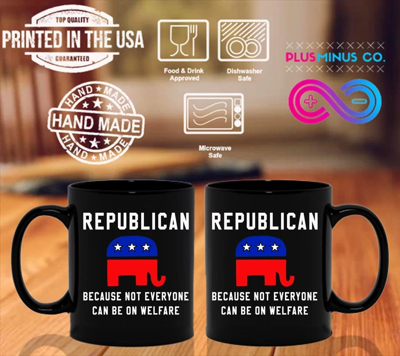 Républicain parce que tout le monde ne peut pas bénéficier de l’aide sociale Mugs noirs, tasse républicaine, cadeau républicain