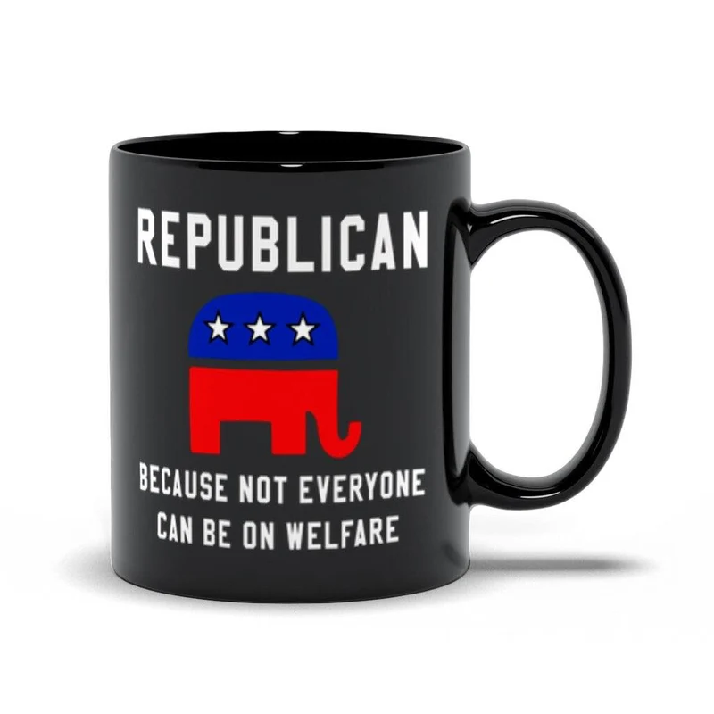 Républicain parce que tout le monde ne peut pas bénéficier de l’aide sociale Mugs noirs, tasse républicaine, cadeau républicain