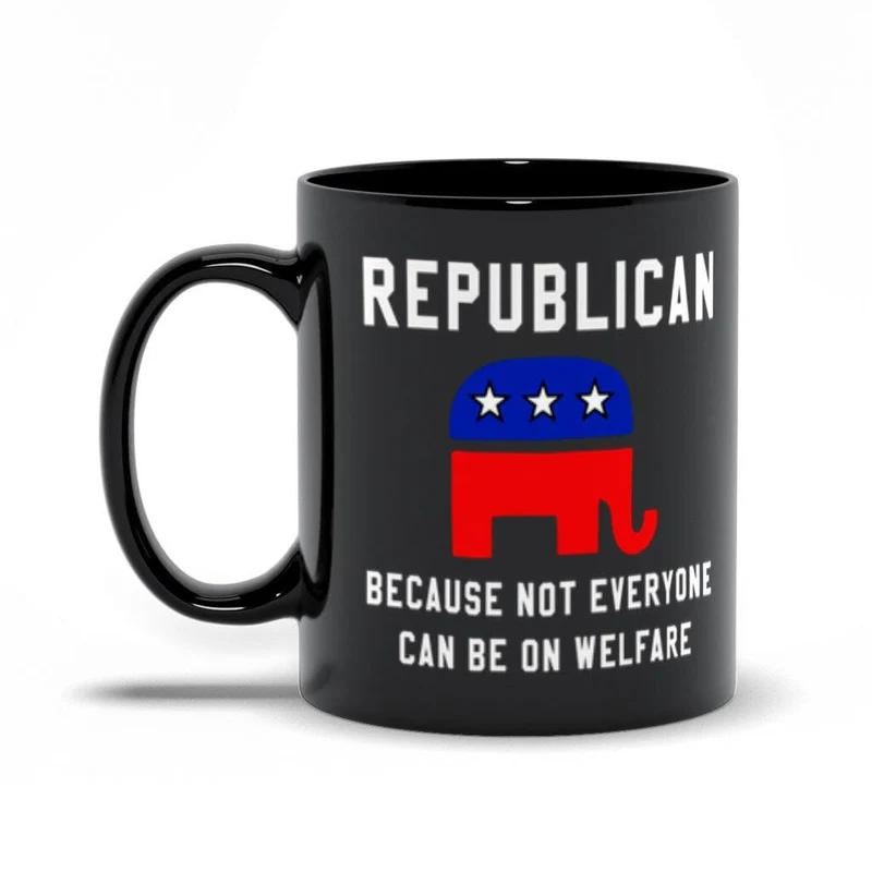 Républicain parce que tout le monde ne peut pas bénéficier de l’aide sociale Mugs noirs, tasse républicaine, cadeau républicain