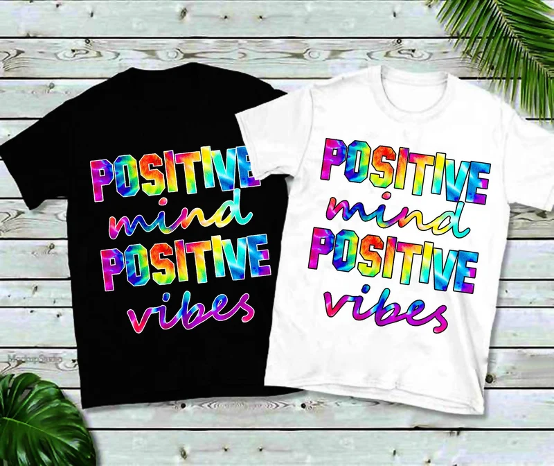 Esprit positif Vibes positives | T-shirts imprimés colorant, T-shirt de yoga, T-shirt pour hommes, T-shirt pour femmes, Yoga, motivation