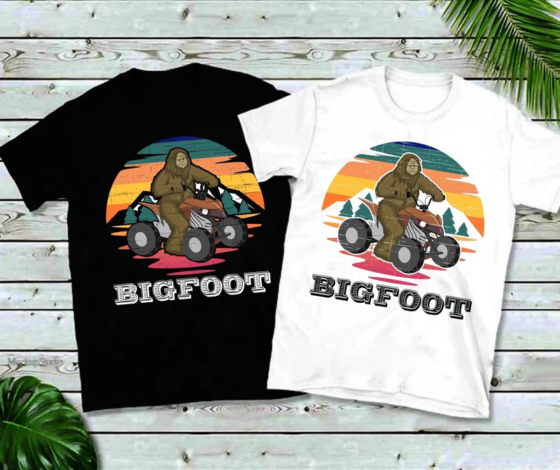 Promenade en VTT Bigfoot | T-shirts rétro, cadeau VTT, cadeau Quad, T-shirt Quad, équitation VTT, courses VTT, cadeau VTT