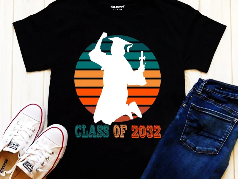 Classe de 2032 | T-shirts Retro Sunset, cadeau de graduation, chemise senior rétro, chemise de graduation, chemise de classe 2032, chemise senior 2032