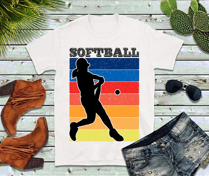 Joueuse de softball | T-shirts rétro Sunset