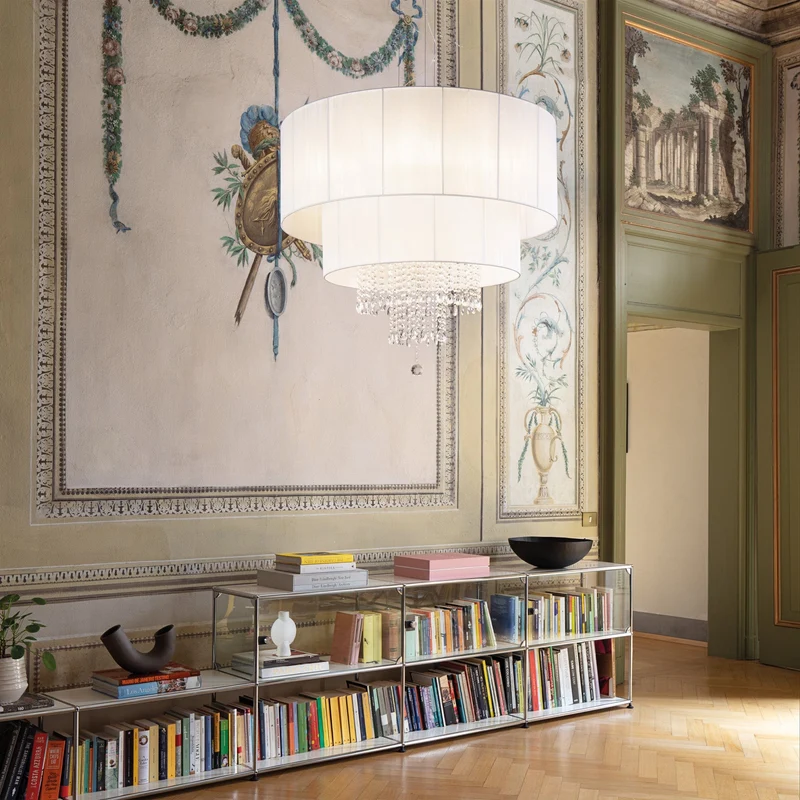 Set Luminaires Blanc et Gouttes Cristal