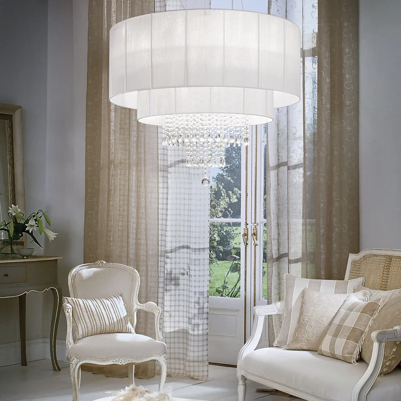 Set Luminaires Blanc et Gouttes Cristal