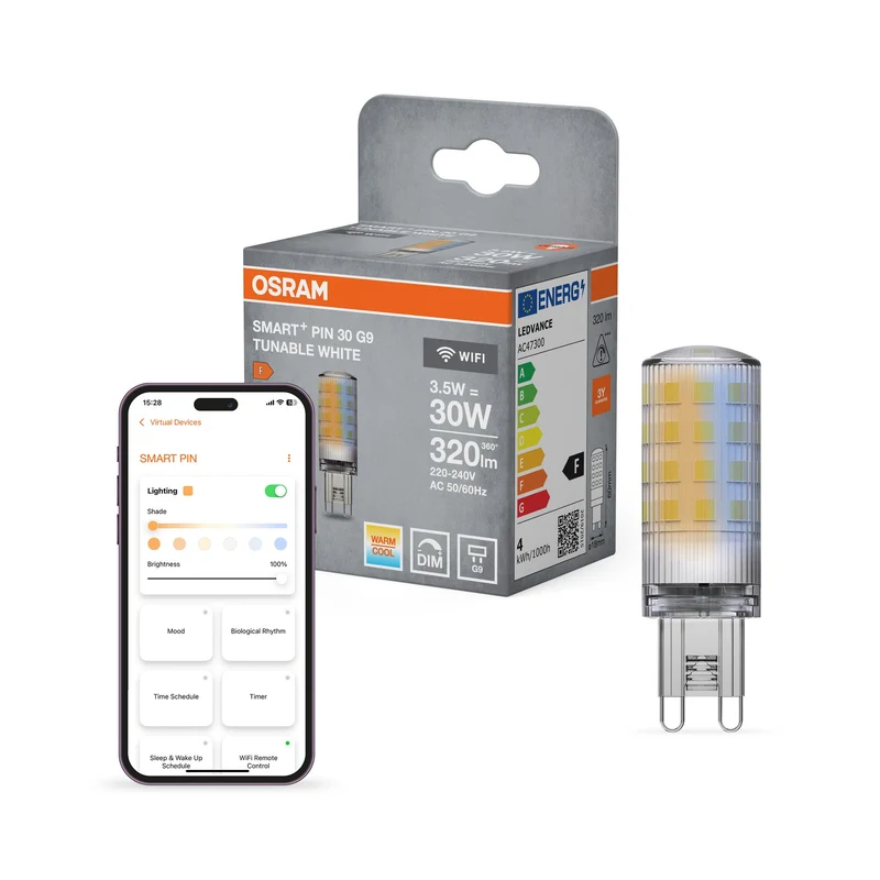 OSRAM Wifi SMART+ LED Lampe Blanc Réglable (ex 30W) 3,5W / 2.700-6.500K Pin G9