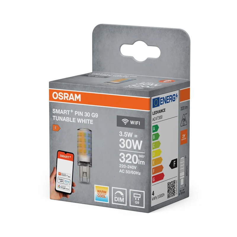 OSRAM Wifi SMART+ LED Lampe Blanc Réglable (ex 30W) 3,5W / 2.700-6.500K Pin G9