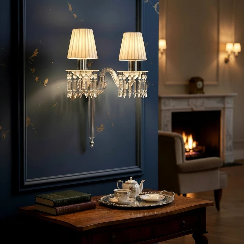 Double luminaire mural chandelier en cristal