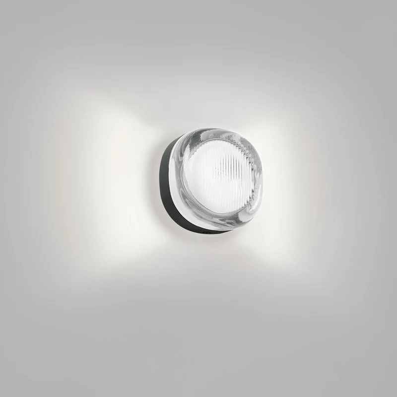 Deltalight Nebbia 12 Indoor/Outdoor Wall/Ceiling Lamp (Anthracite, Smoke Glass, 3000K)