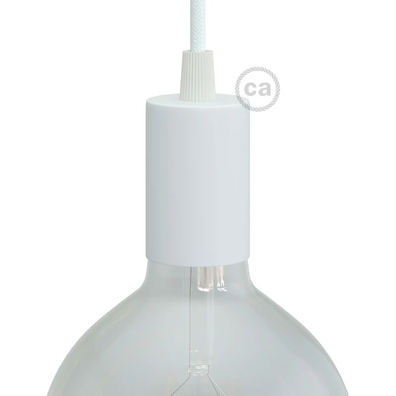 Creative Cables Cylindrical Metal E27 Lamp Holder Kit with Cylindrical Strain Relief - Matt White