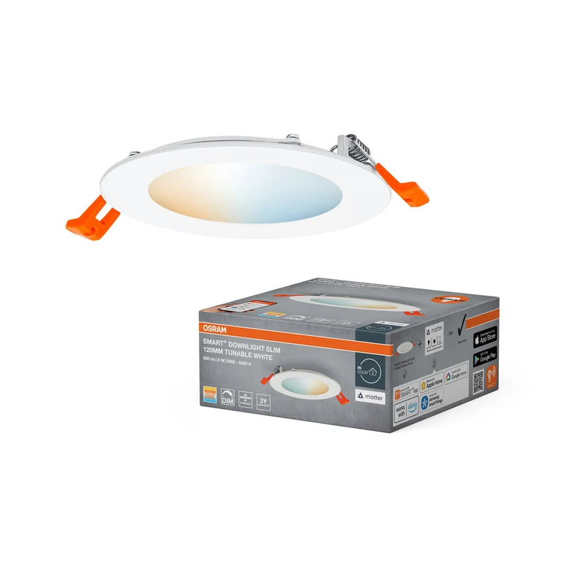 OSRAM Matter SMART+ ENCASTRÉ SLIM DOWNLIGHT Ø 120mm TW 8W Blanc Variable, 3000…6500K