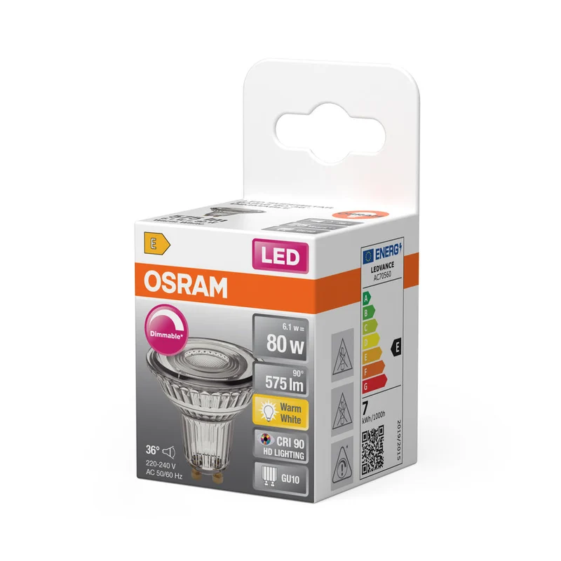 OSRAM LED Lampe LED SUPERSTAR PAR16 7W 927 GU10, 575 lm, 2700 K, blanc chaud