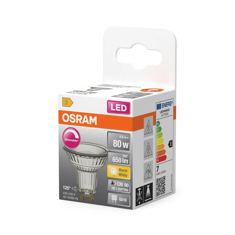 OSRAM LED SUPERSTAR PAR16 Spot LED dimmable (ex 80W) 6.9W / 2700K Blanc chaud GU10