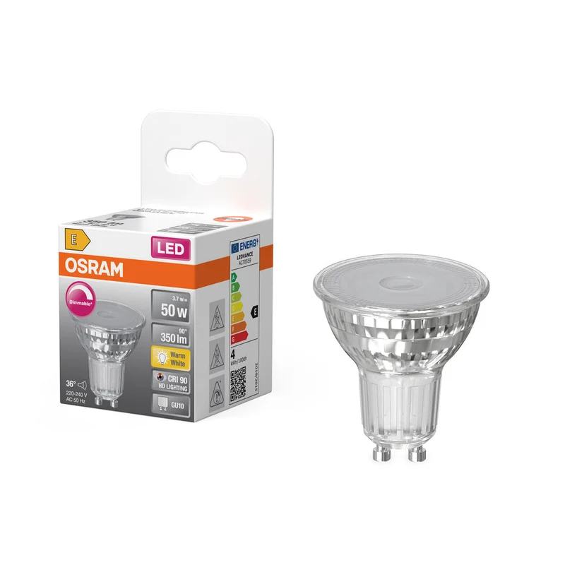 OSRAM Lampe Réflecteur LED PAR16 Dimmable Blanc Chaud (2700K) à Indice de Rendu des Couleurs Élevé avec CRI90, Remplacement pour Spots Traditionnels 50W GU10