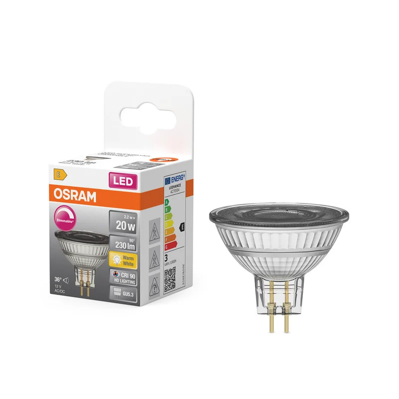 OSRAM Superstar ampoule réflecteur verre clair, blanc chaud (2700K), 230 lumens, remplacement pour ampoules classiques 20W, dimmable GU5.3