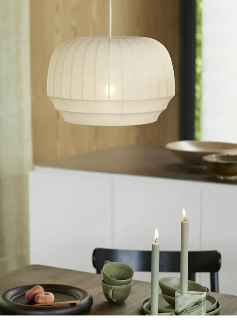 Lampe Suspendue Minimaliste en Tissu Wabi Sabi – Lustre LED pour Salon, Chambre et Hôtel