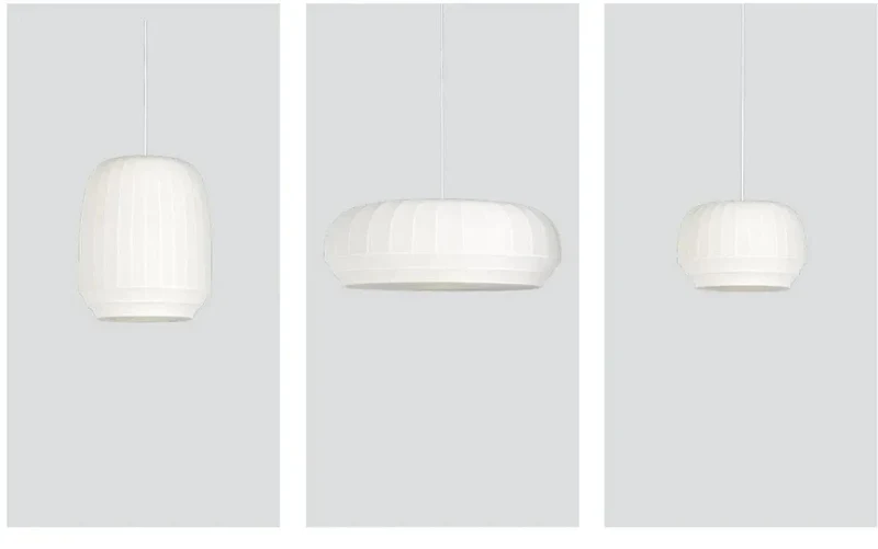 Lampe Suspendue Minimaliste en Tissu Wabi Sabi – Lustre LED pour Salon, Chambre et Hôtel