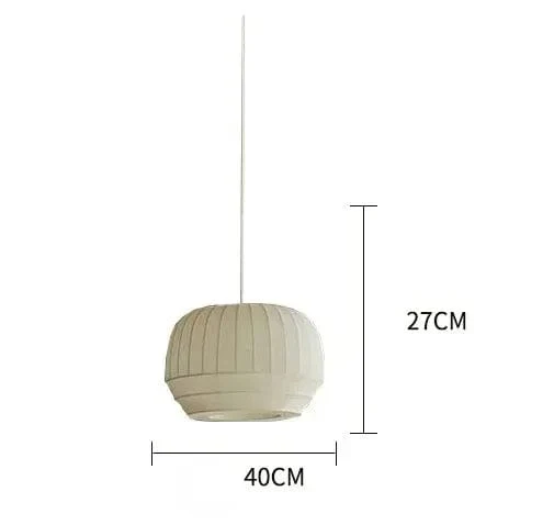 Lampe Suspendue Minimaliste en Tissu Wabi Sabi – Lustre LED pour Salon, Chambre et Hôtel