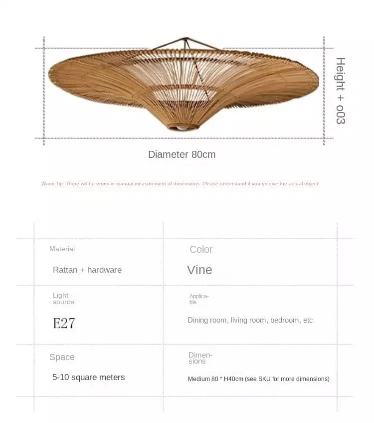 Lampe Suspendue Vintage en Rotin Wabi Sabi – Lustre en Osier pour Salon, Restaurant et Chambre